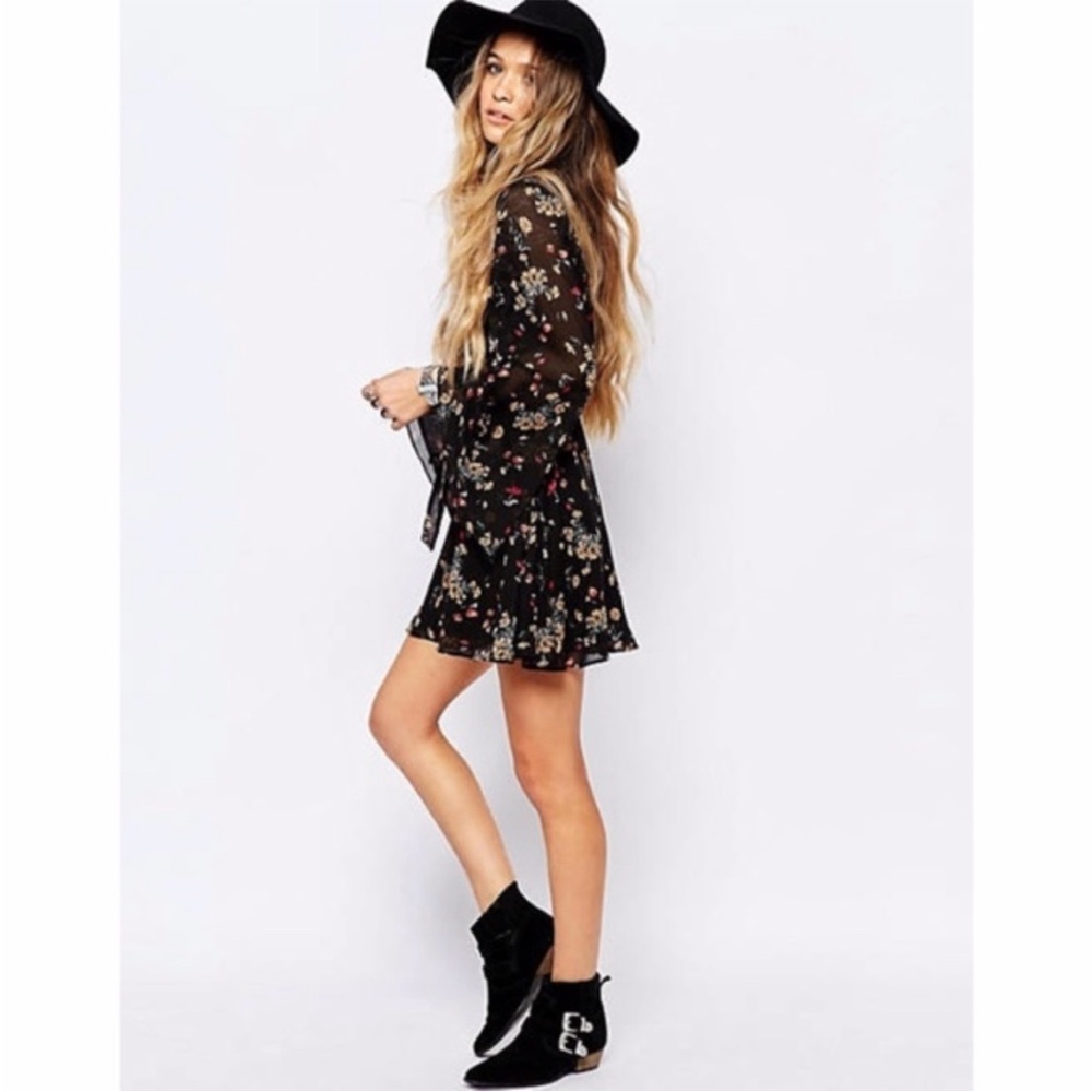 Free People Lilou Dress Retro Black Small - Picture 5 of 7